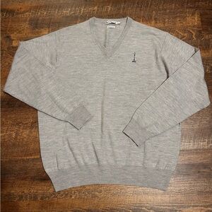 Peter Millar 100% Italian Merino Wool V-Neck Pullover Sweater Gray Men XL